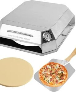 Onlyfire Stainless Steel Pizza Oven Kit for Gas Grill, Charcoal Grill and Propane, Portable Grill Top Pizza Oven Kit Baking Tools Including Pizza Stone, Pizza Peel & Thermometer