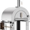 Empava Oven with Open Shelf and Wheels, LPG & Wood Fired BBQ Pizza Maker for Grill & Outside Camping Backyard Party in Stainless Steel, 39 Inch, Silver
