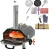 12", Manual Rotating, Wood Fired, Portable Stainless Steel Pizza Oven Outdoor, Suitable for Camping, Backyard, Black